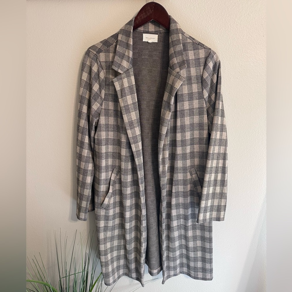 Melloday Open Face Houndstooth Patterned Coat M - image 3